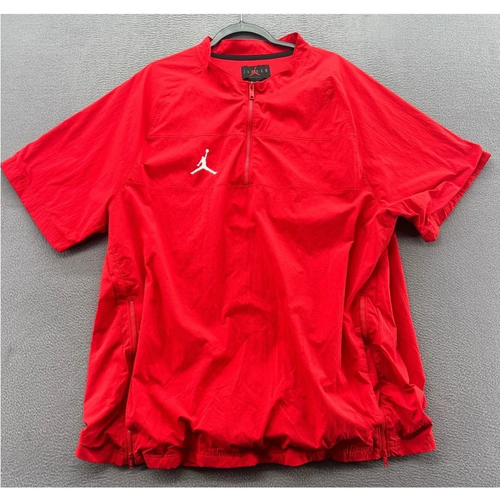 Air Jordan Windbreaker Mens XXL Red Short Sleeve 1/4 Zip Pullover Jumpman